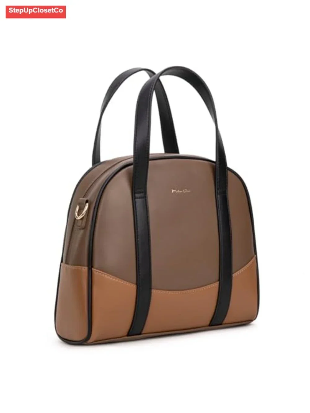 Medium Soft Vegan Leather Top Handle Satchel with Crossbody Strap - Picture 4 of 6